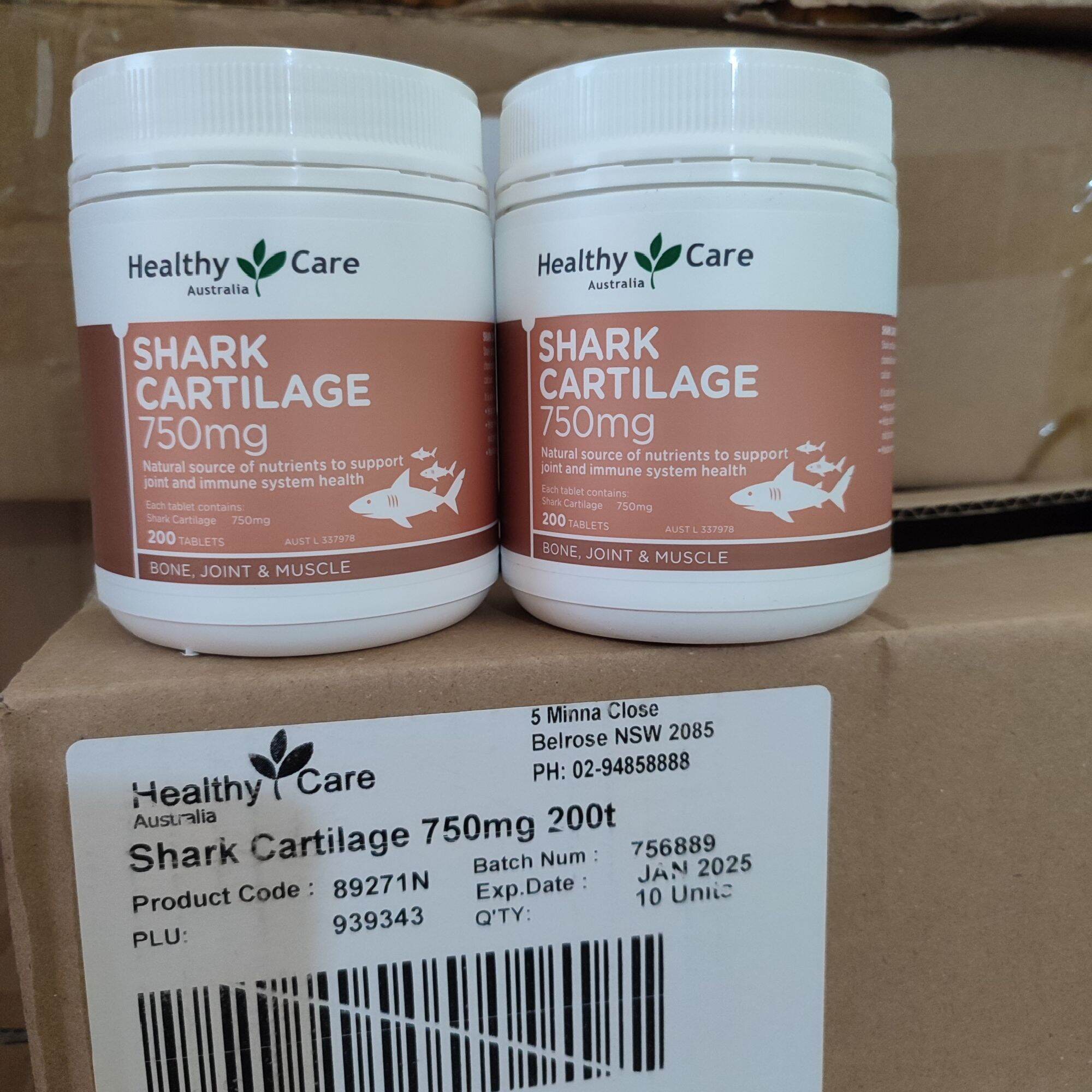 Viên sụn cá mập Shark Cartilage 750mg, Healthy Care- Úc - Hỗ trợ điều trị các vấn đề về sụn, khớp
