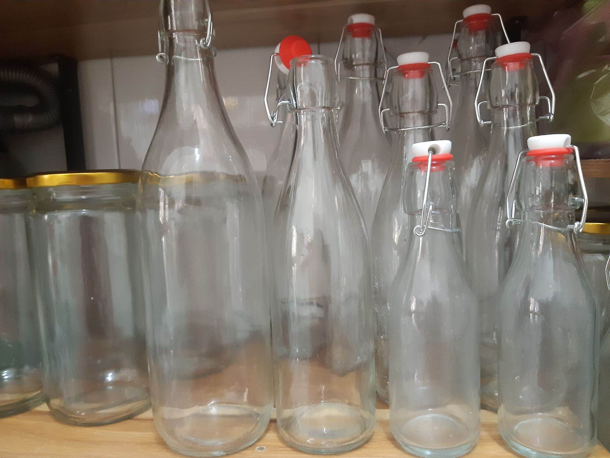 chai thủy tinh nắp bật 500ml ( chai tròn)