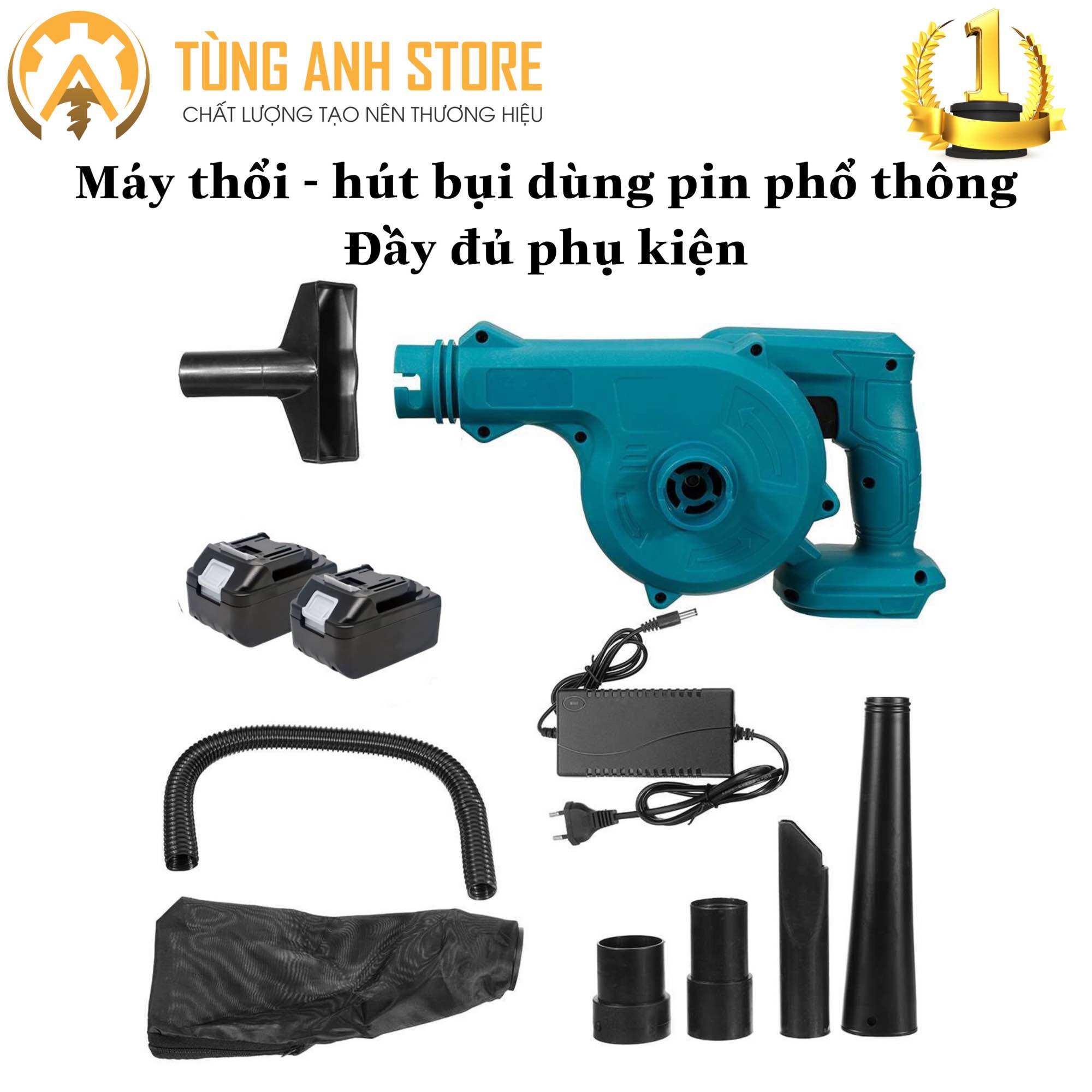 Máy thổi - hút bụi dùng pin phổ thông MAKITA  - Tặng bộ phụ kiện 7 món - động cơ lõi đồng bền bỉ
