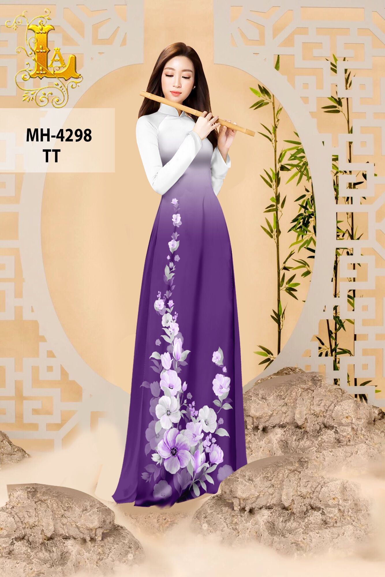 Vải áo dài in hoa 3D