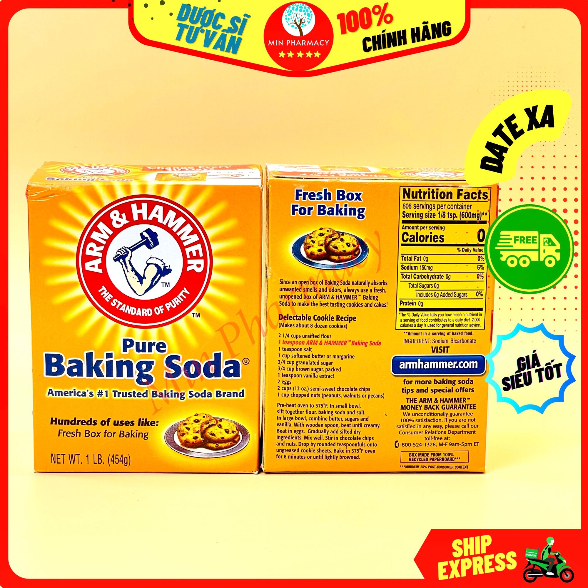 Bột đa dụng pure baking soda arm & hammer 454g - minpharmacy