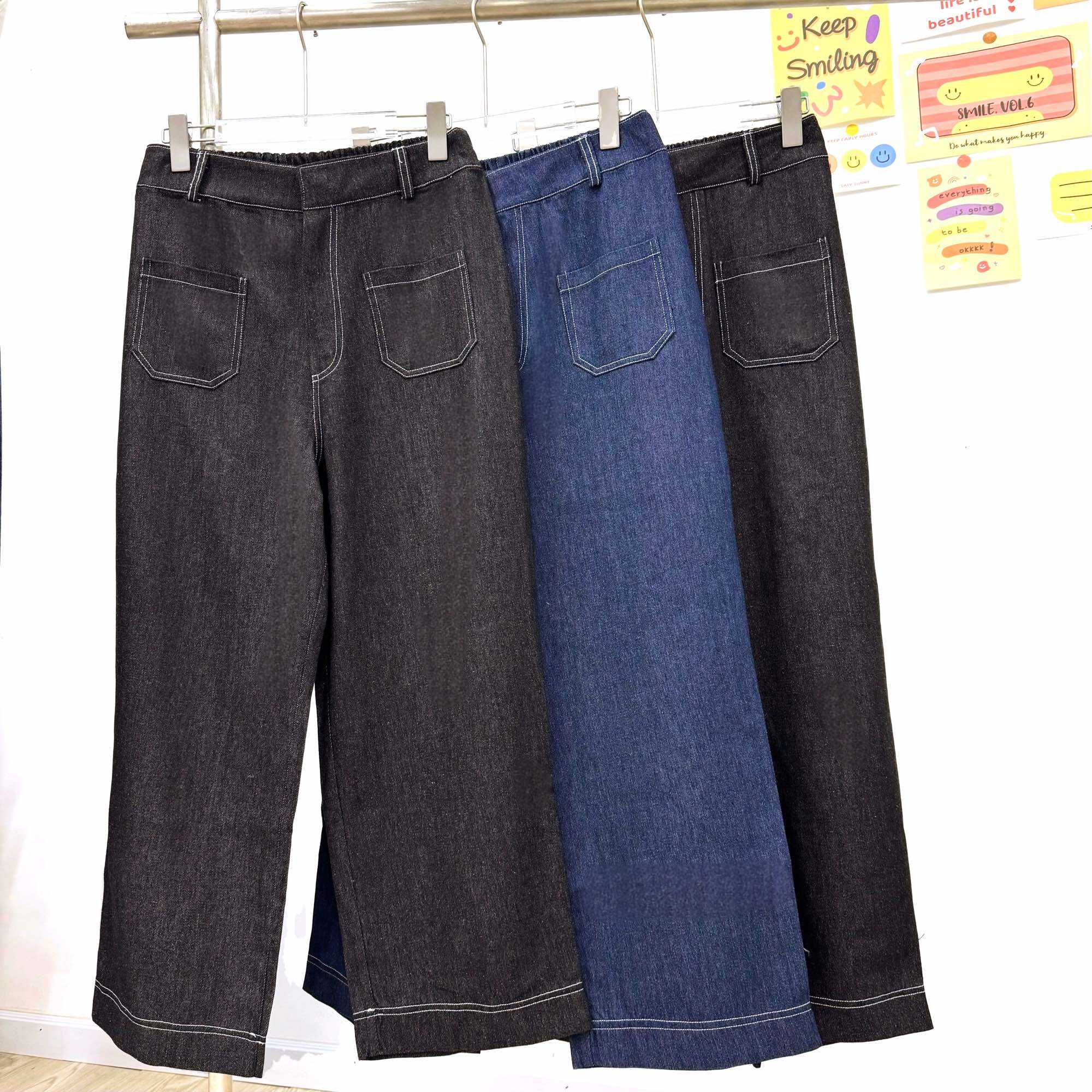 OOTD BIGSIZE | Quần denim lửng viền chỉ nổi