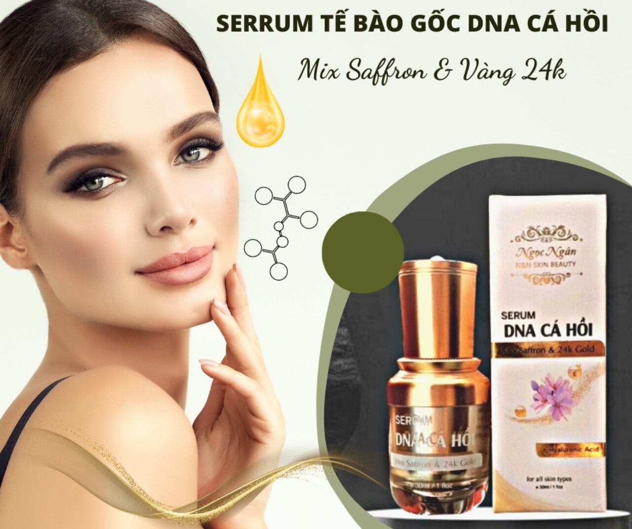 Serum tế bào gốc dna cá hồi hồi mix saffron & vàng 24k