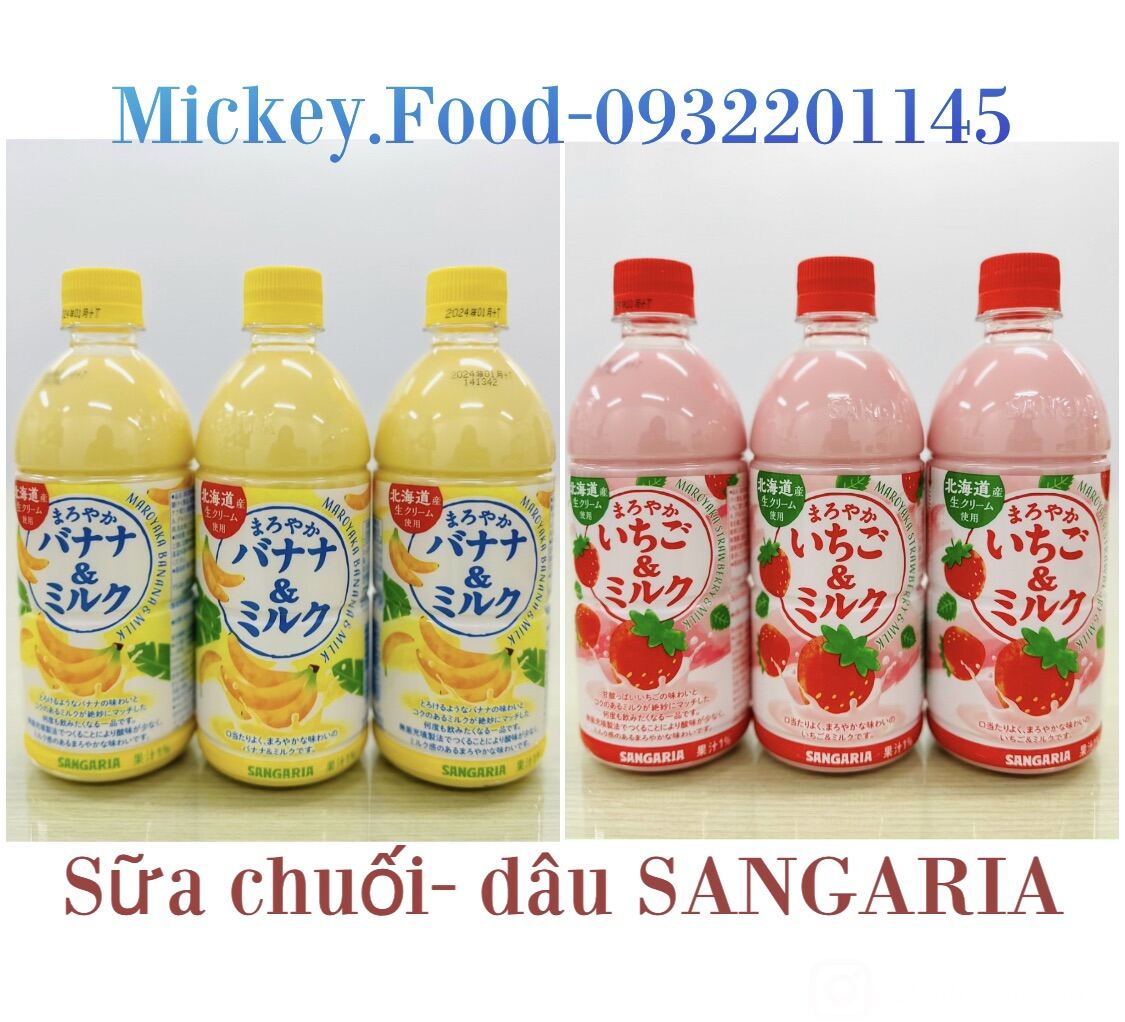 Sữa trái cây Sangaria vị dâu, chuối, trái cây tổng hợp 500ml - Nhật Bản