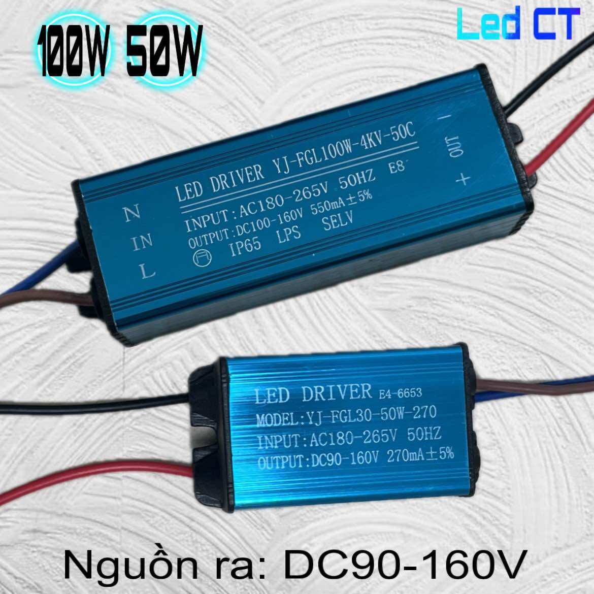 Tăng phô, driver, chấn lưu đèn pha led 100w, 50w