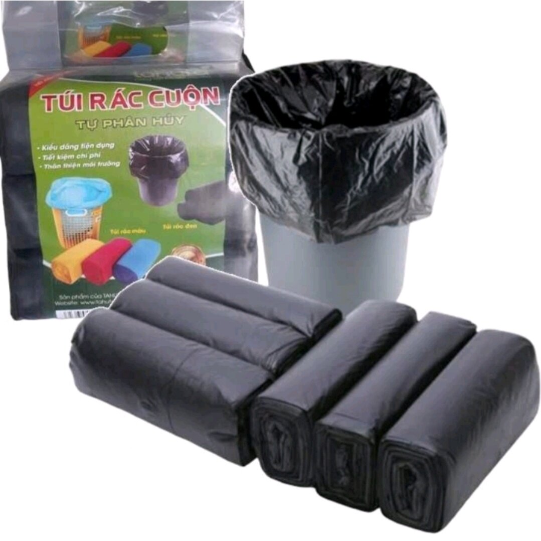 Set 3 cuộn rác tự phân hủy - bao rác đen kích thước lớn 55cm*65cm