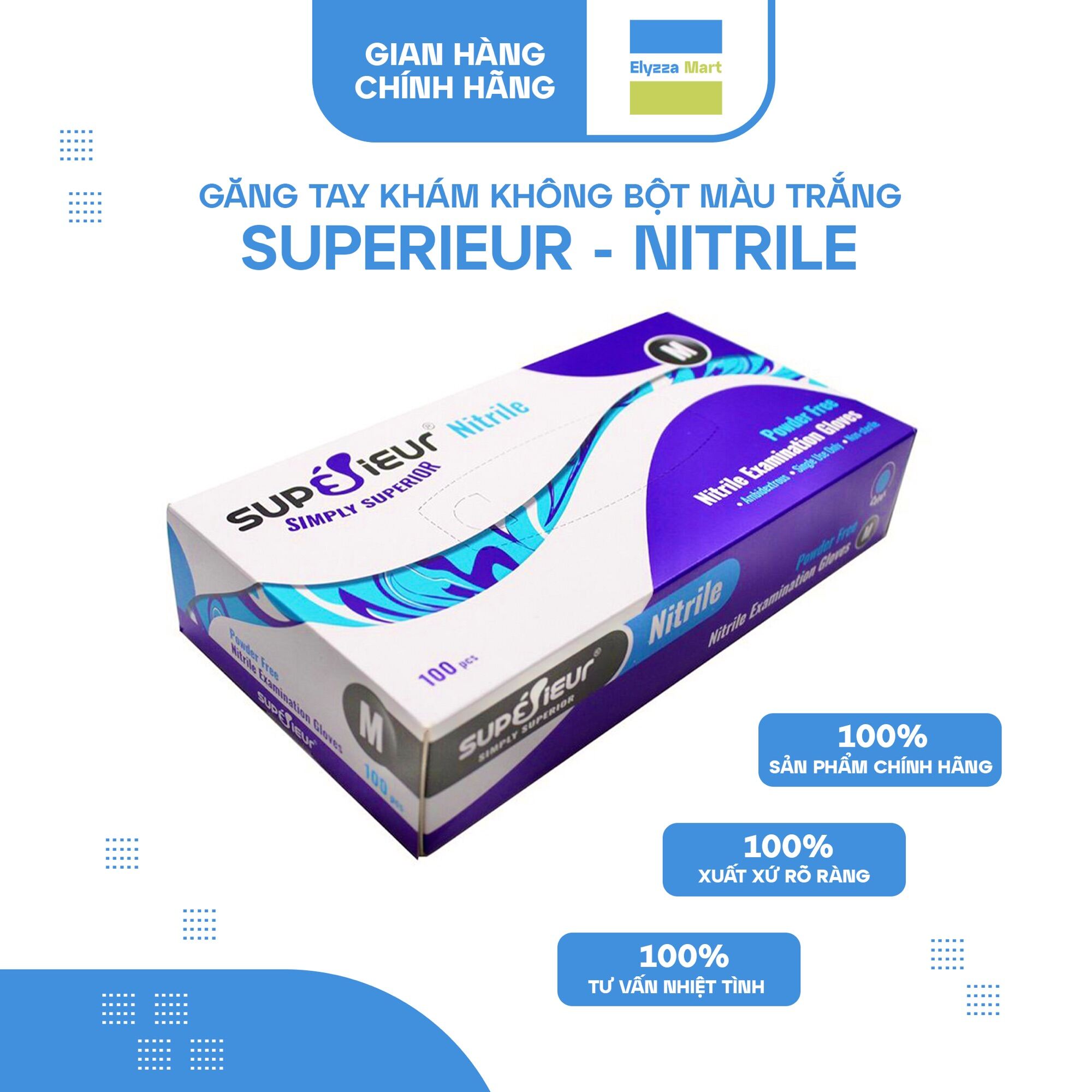 Găng tay y tế nitrile superieur không bột màu trắng - ảnh sản phẩm 1