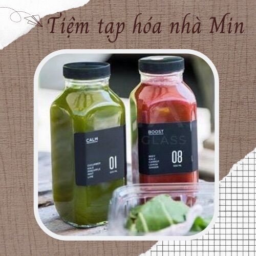Chai thủy tinh hình vuông, nắp nhựa 500ml đựng nước ép hoa quả, sữa hạt, f2 kombucha, water kefir