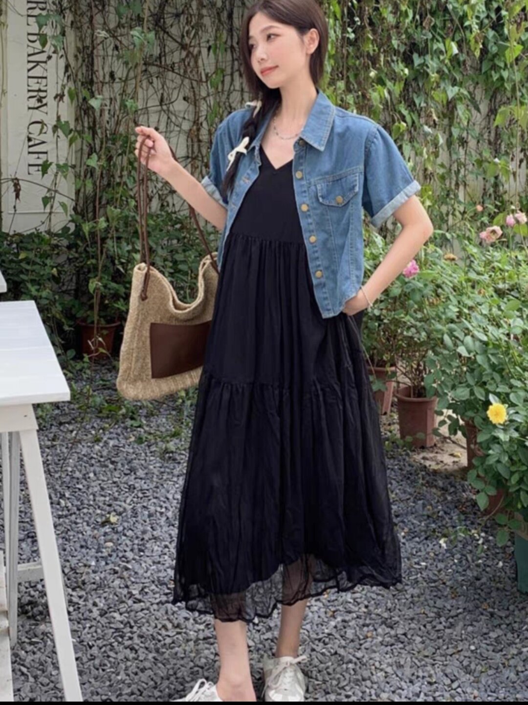 áo sơ mi jean cộc tay chỉ nổi hàn quốc