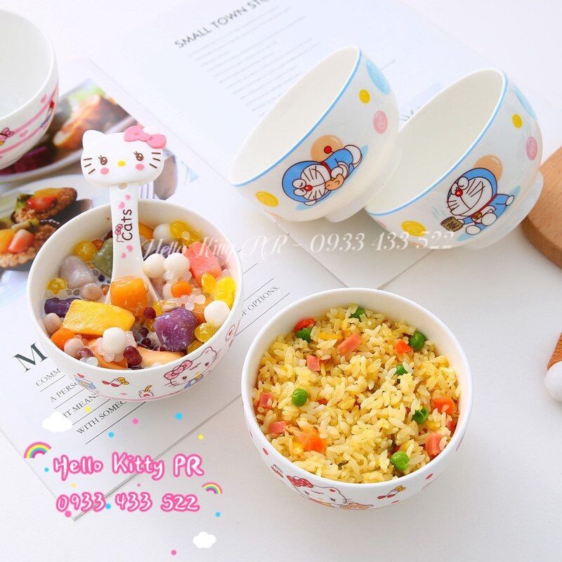 Chén muỗng sứ Hello Kitty - Doremon Doraemon