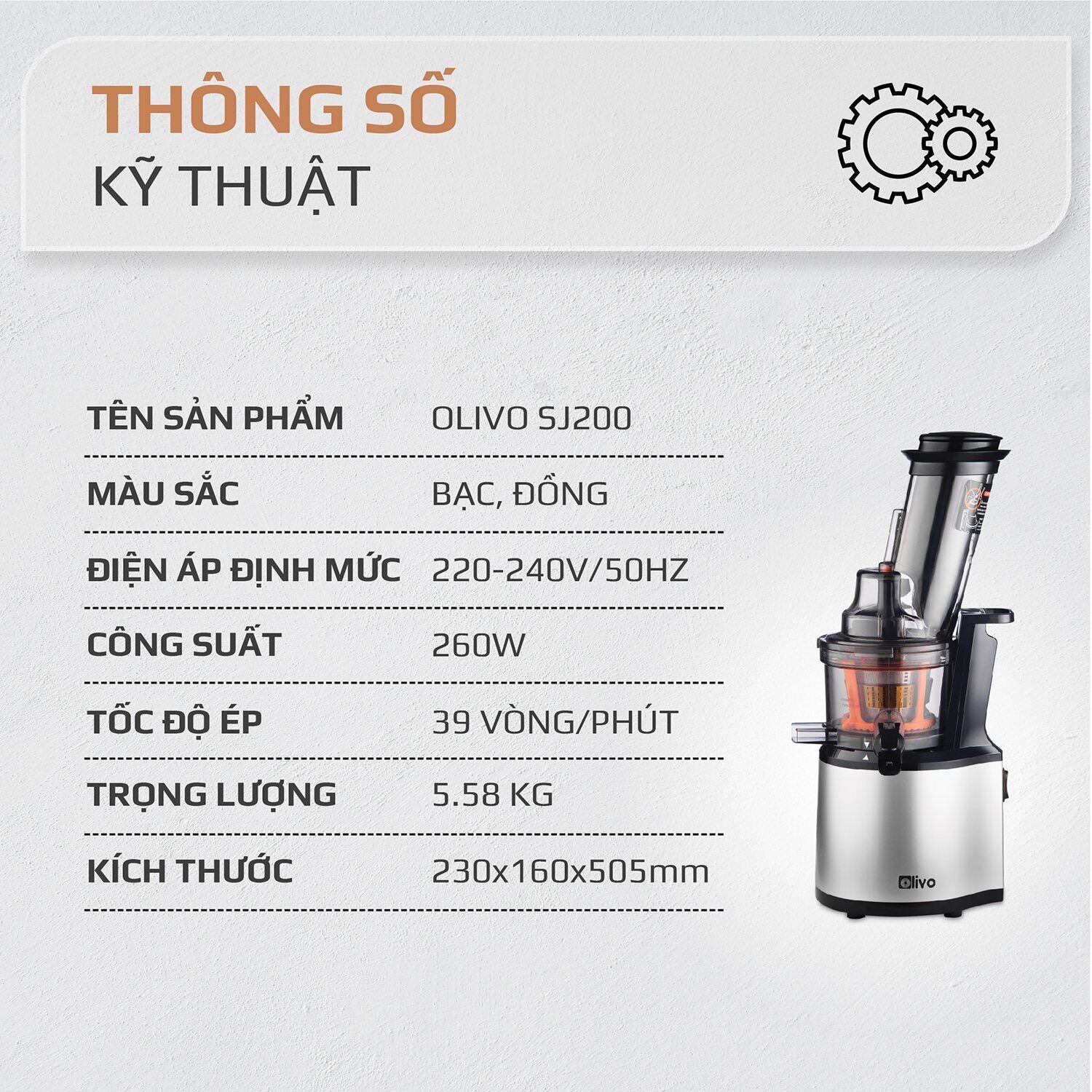 [CHÍNH HÃNG] Máy Ép Chậm Olivo SJ200 - Thương Hiệu Mỹ 🇺🇸