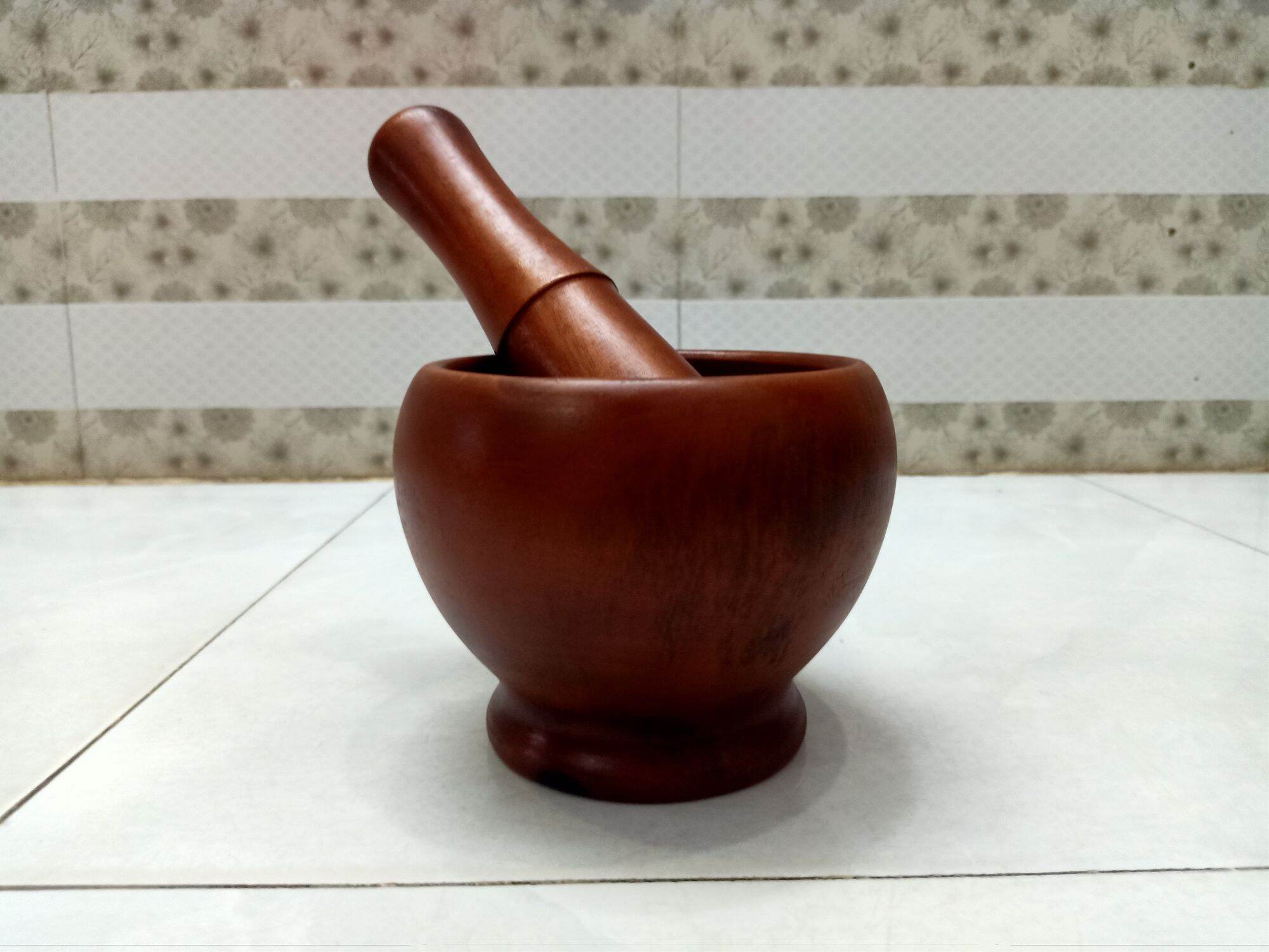 Bộ chày cối gỗ hình lu, loại tốt, dày, có bán riêng chày và cối