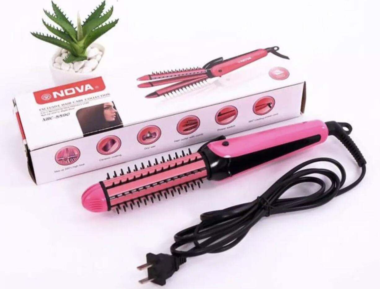 Máy uốn duỗi tóc mini 3 in 1 Nova, máy uốn duỗi bấm tóc - Việt Lâm