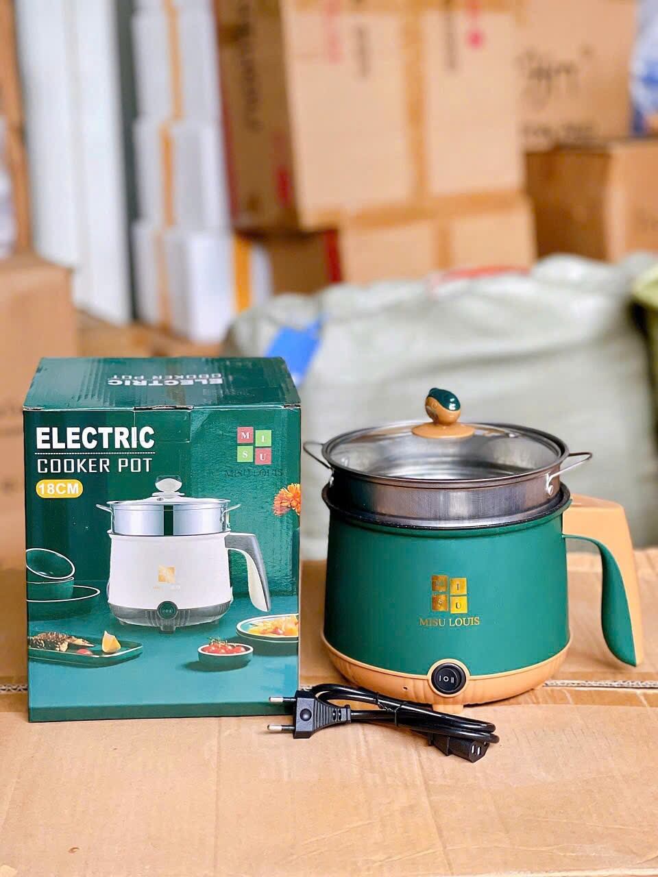 Green Mini Steaming Hot Pot 1.8L - Electric, Multi-Use, Convenient, Modern Design