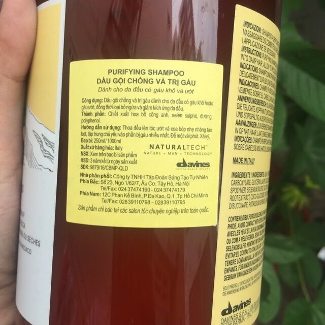 [HCM]DẦU GỘI NGĂN GÀU DAVINES PURIFYING SHAMPOO 1000ml