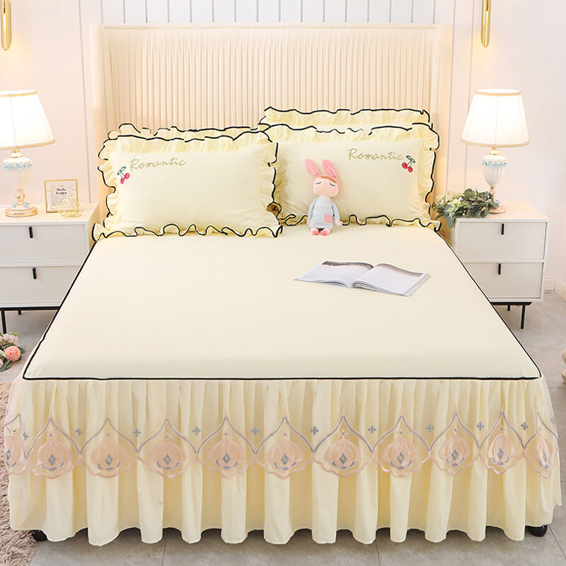 Ga giường công chúa phong cách hàn quốc ga giường đơn chiếc kiểu váy giường ga giường simmons ga ga giường 2.0 m chống trơn viền cánh sen m