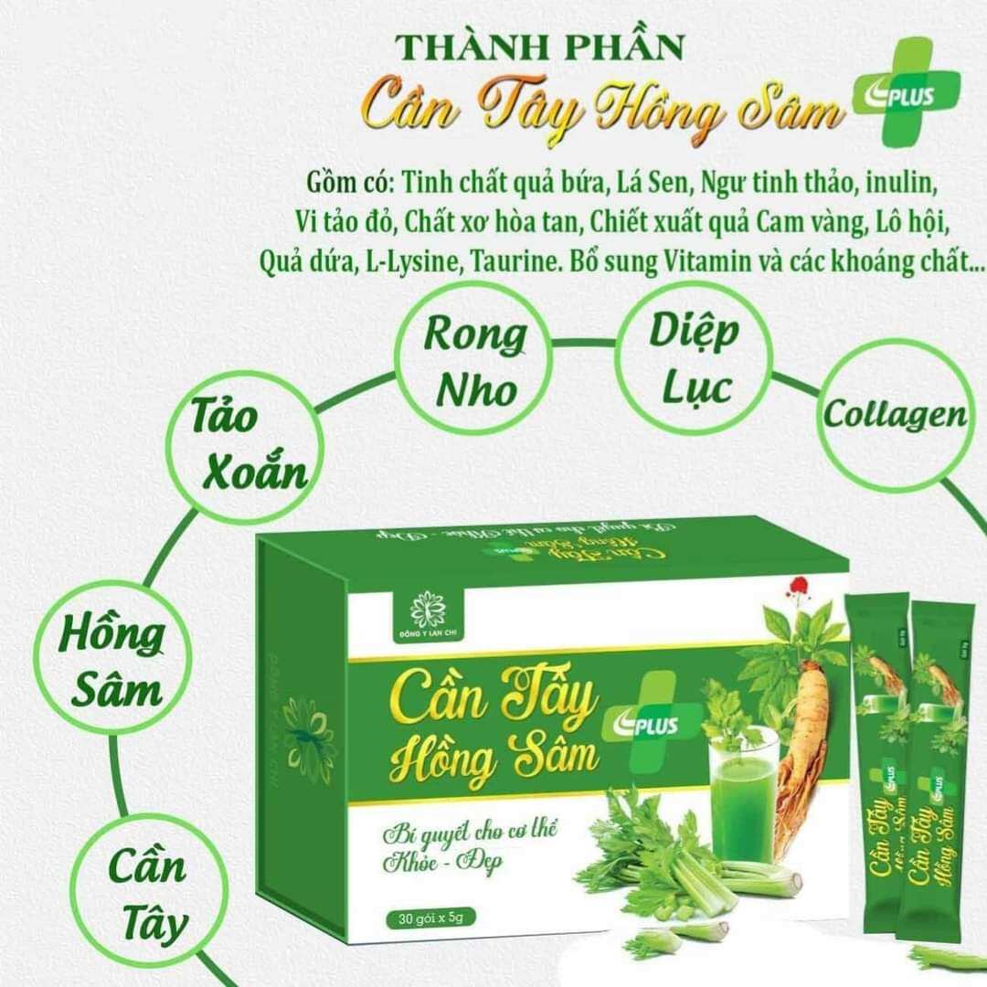 Cần Tây Hồng Sâm của Đông y lan chi giúp thanh lọc cơ thể . giảm mỡ bụng cân bằng huyết áp. 30 gói /hộp Việt Nam