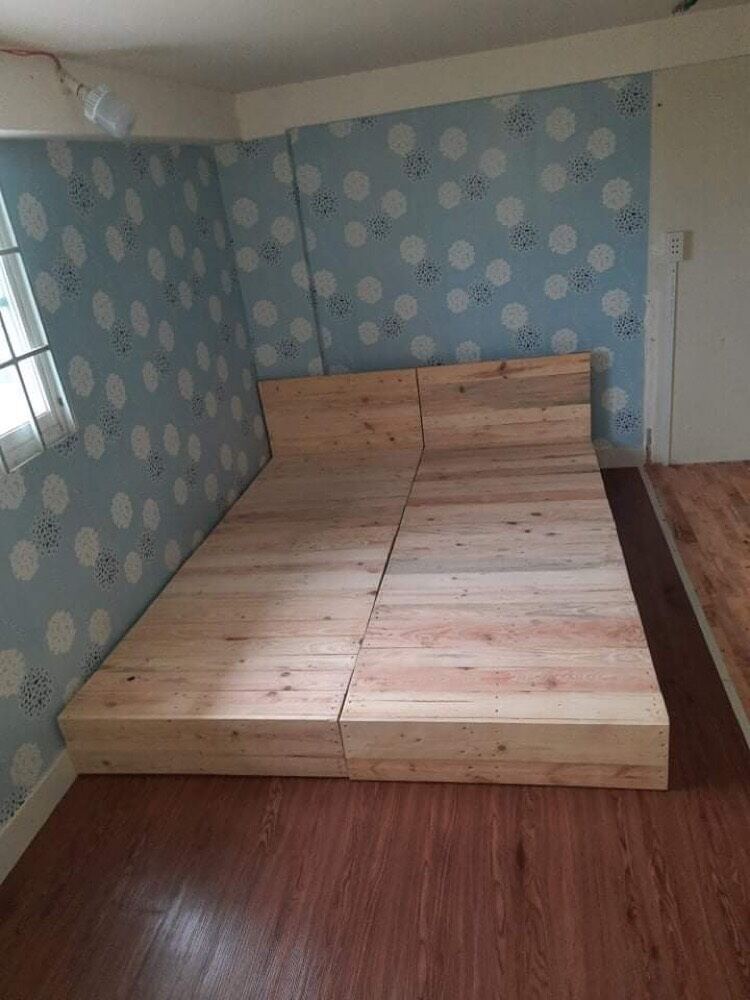 giường pallet gỗ 4 tấm (1m và 1m2x2m 2 tấm) cao 20cm