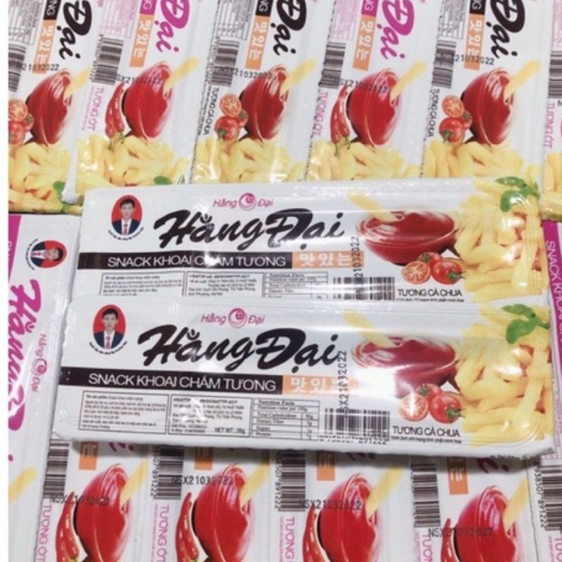 Snack khoai chấm tương cà/ớt Hằng Đại.