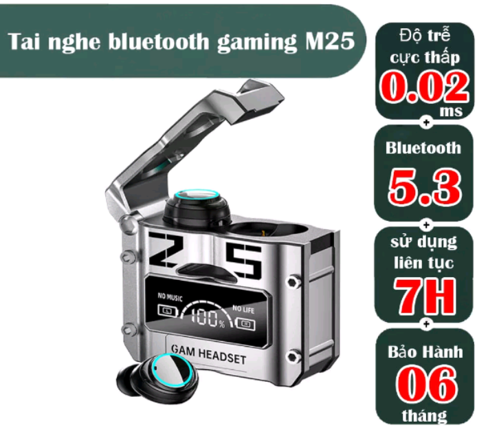 Tai Nghe Bluetooth True Wireless M25-Bluetooth 5.3
