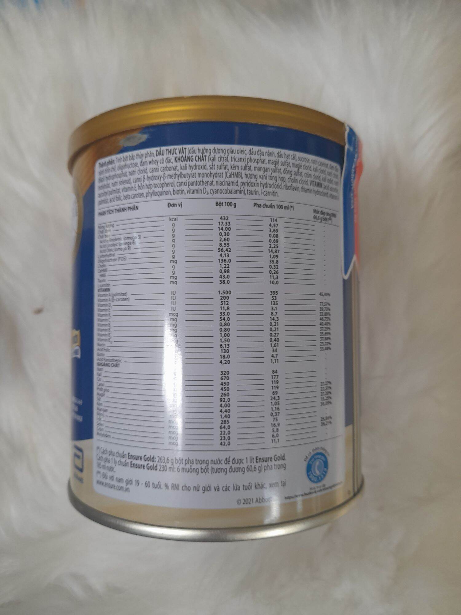 Lon sữa 400g Ensure gold hương Vani Abott