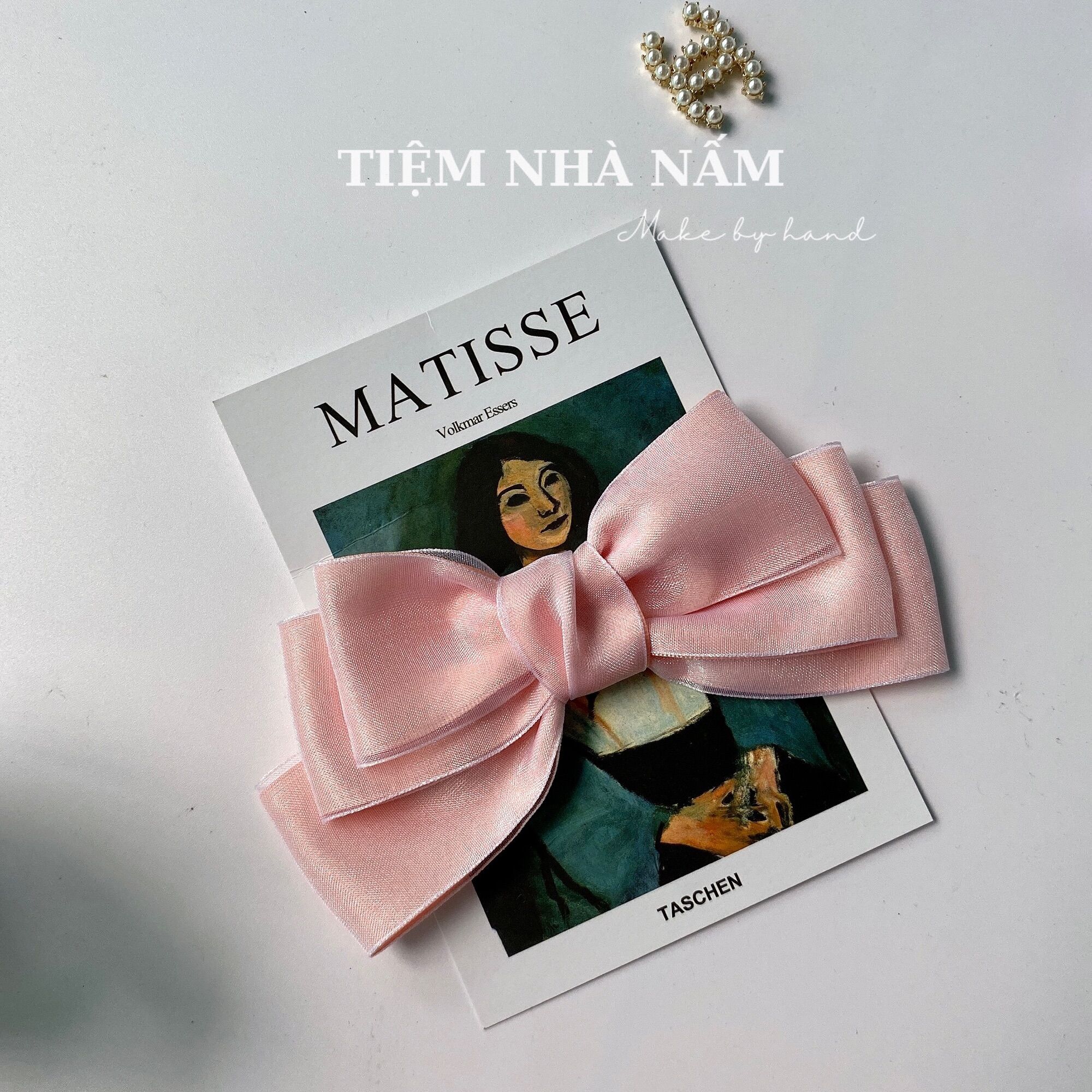 🎀 KẸP TÓC NƠ TO SATIN PHỐI VOAN HÀN QUỐC - [ Nhà Nấm handmade]