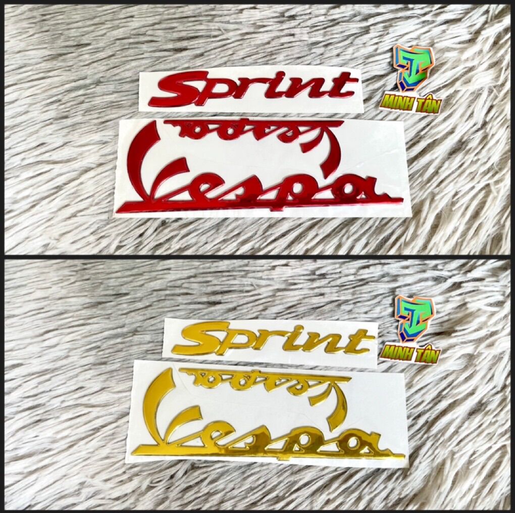 Bộ Tem Vespa Sprint màu, chữ nổi sắc nét