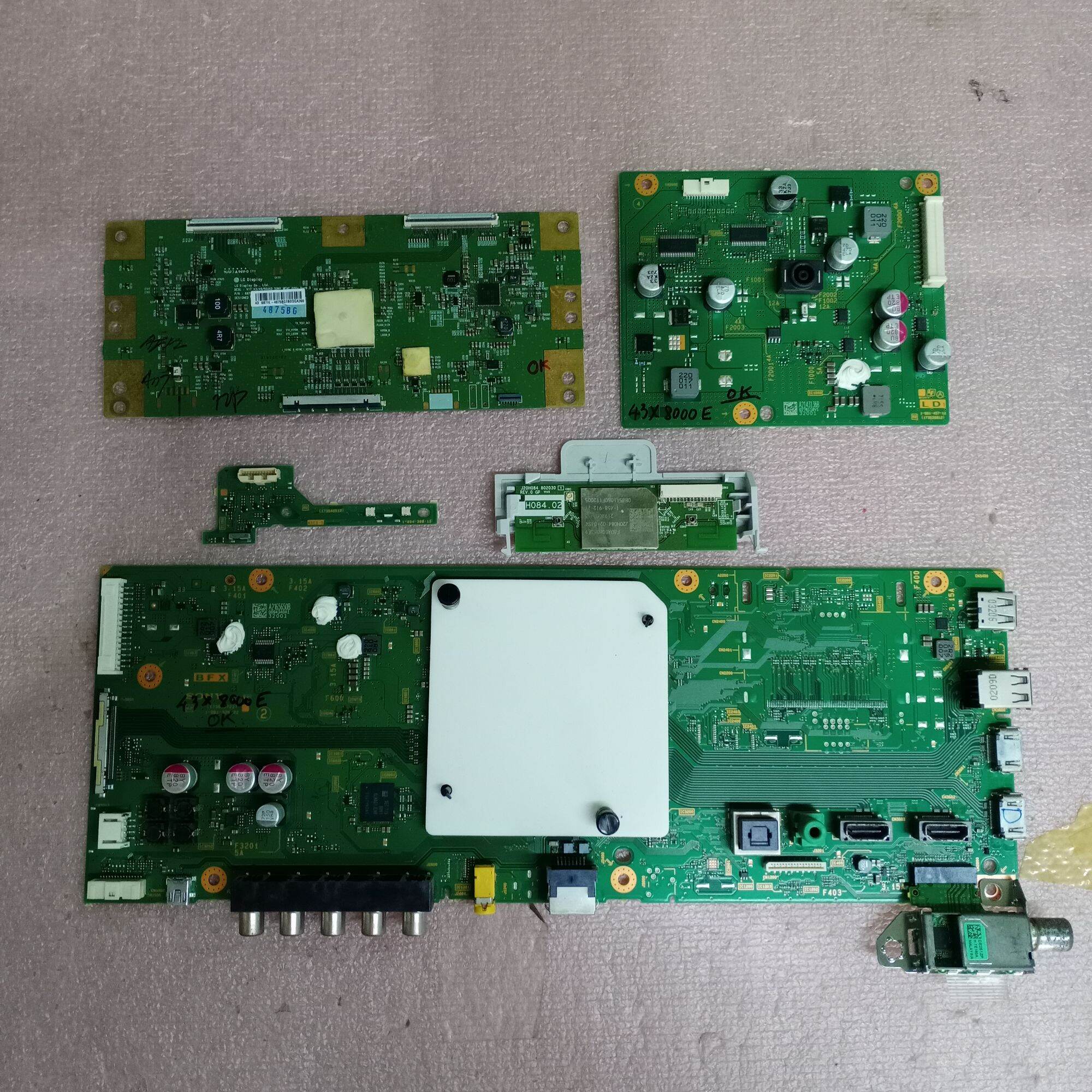 Bo mạch tivi Sony 43X8000E ,bo xử lý, khiển,main chính,chủ,cao áp,Tcon, mắt nhận
