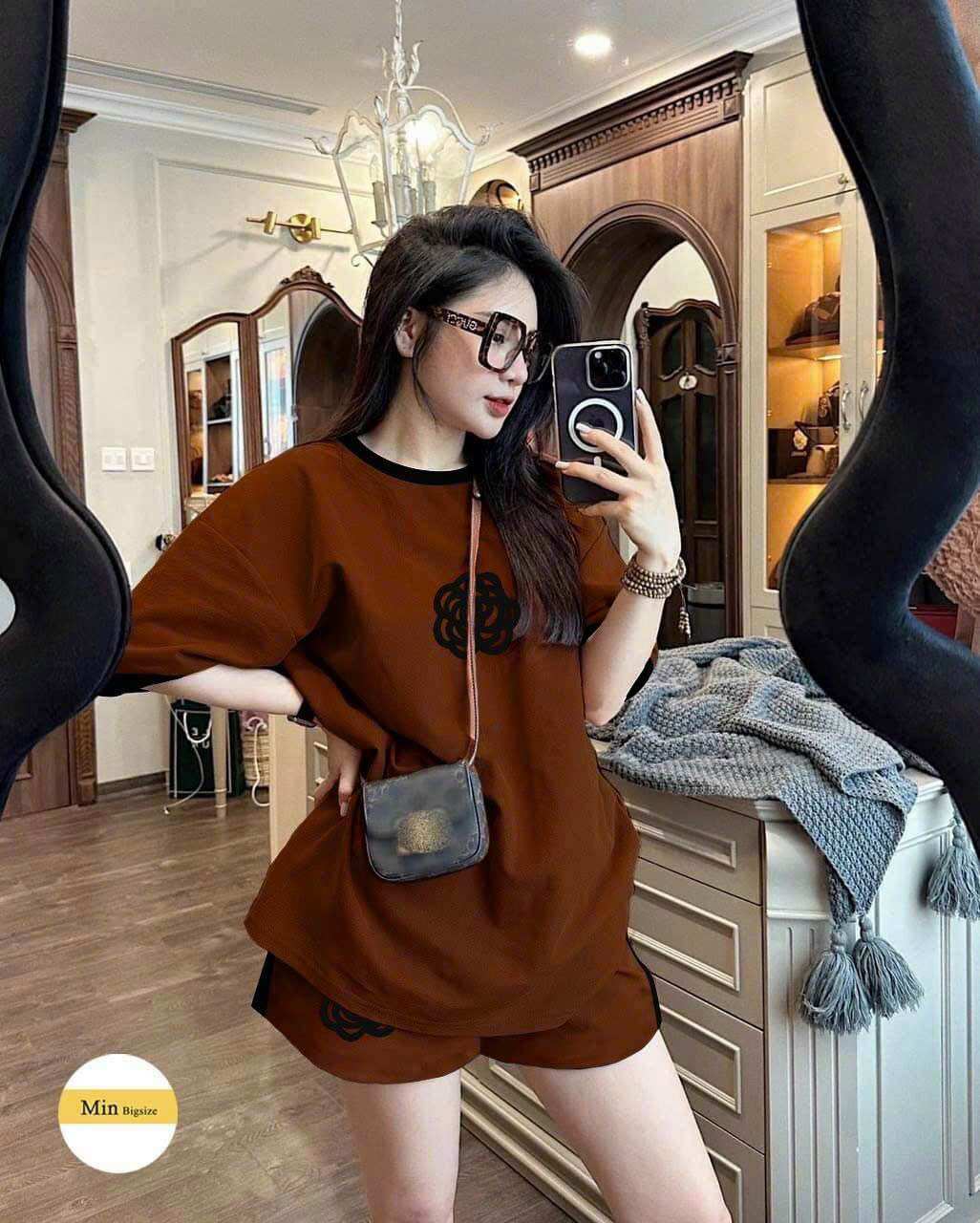 SÉT BỘ SHORT NỮ THUN COTTON THÊU CAO CẤP