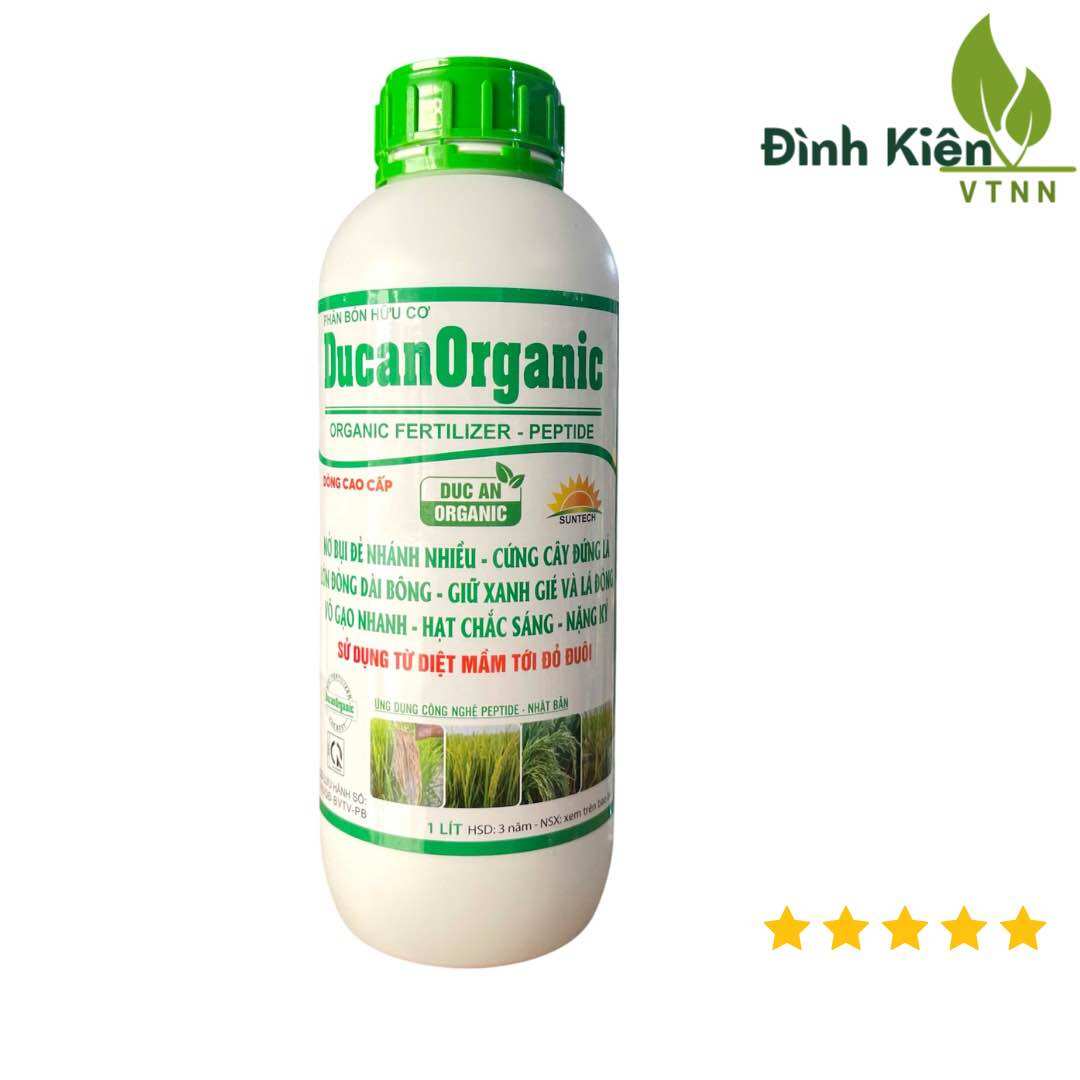  Phân bón DucanOrganic Ducan Organic Chuyên Lúa  1Lit . Hữu cơ sinh học giúp Hạn phèn cứng cây đòng to nặng kí 