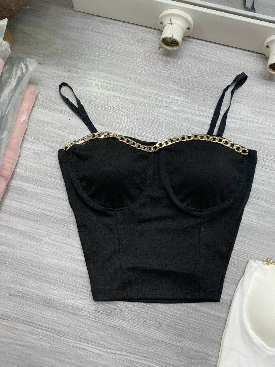 Áo dây cúp ngực phối xích sexy ảnh thật