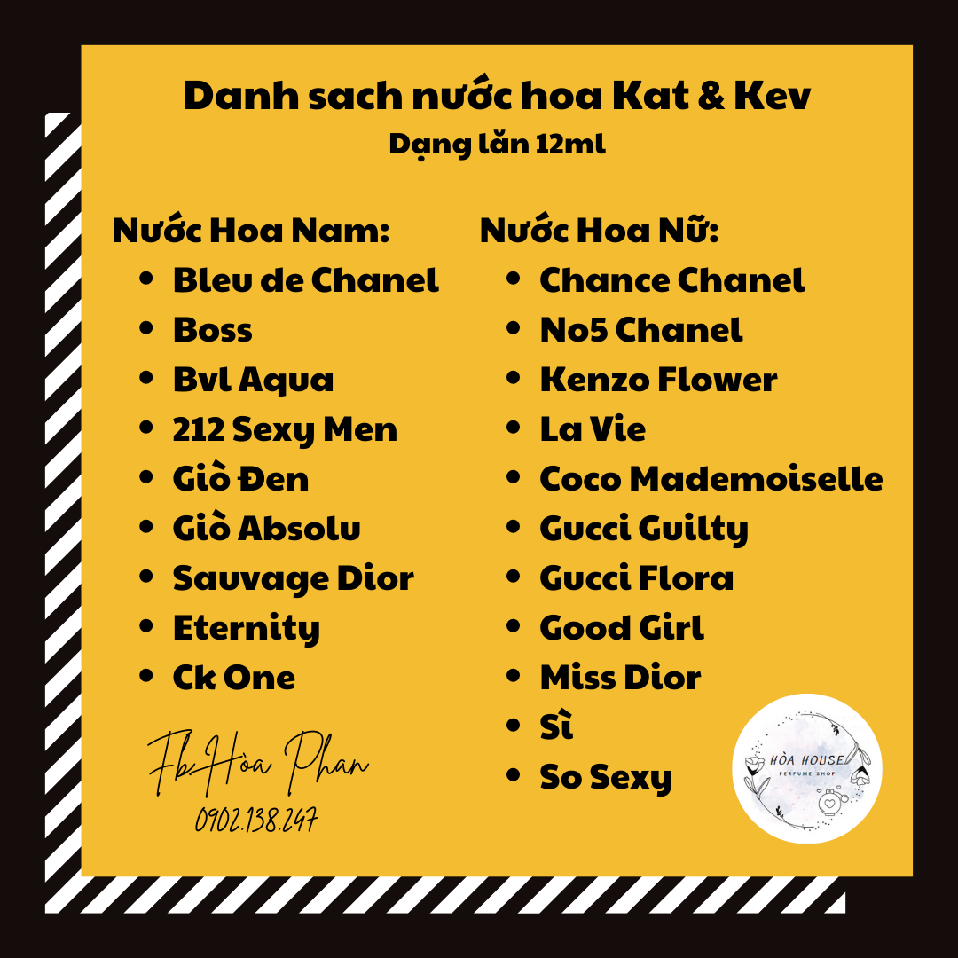Nước hoa Kat & Kev dạng lăn 12ml - Cho Nam & Nữ