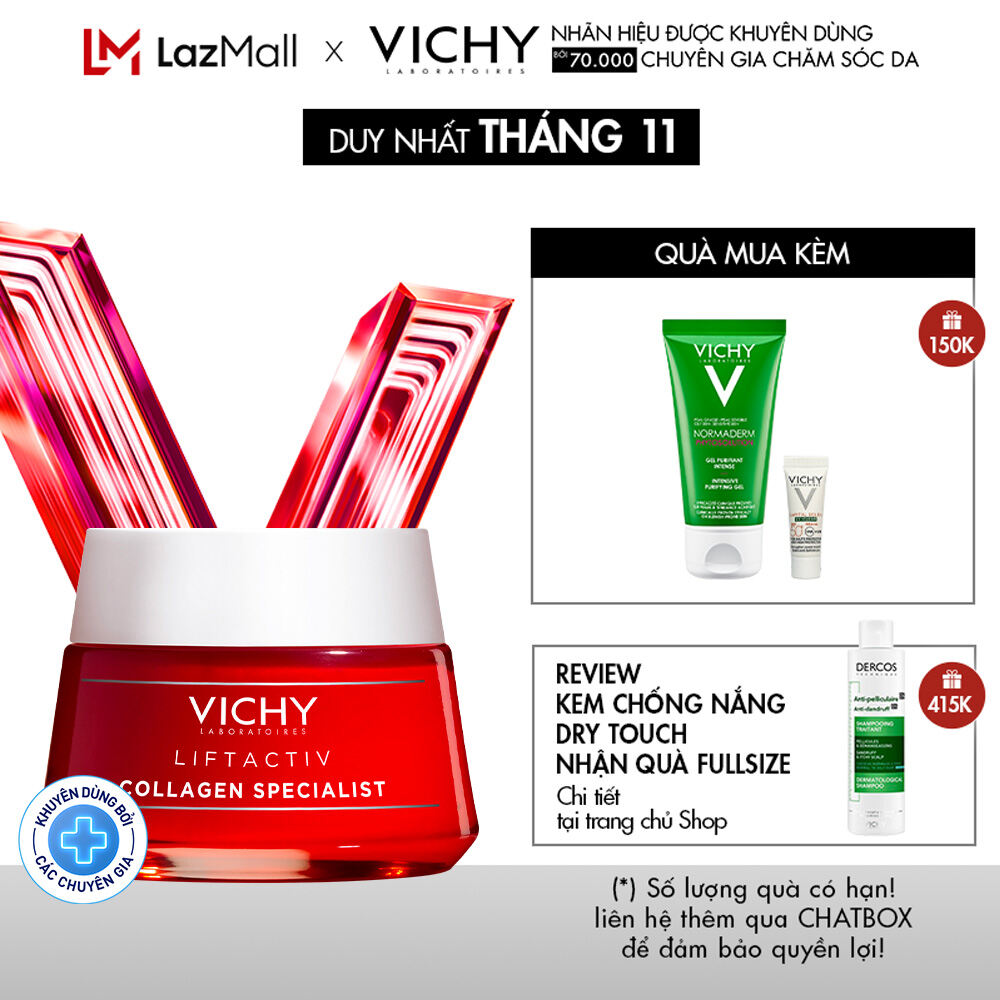 Kem dưỡng ngăn ngừa dấu hiệu lão hóa và làm săn chắc da Vichy Liftactiv Collagen Specialist 50ml