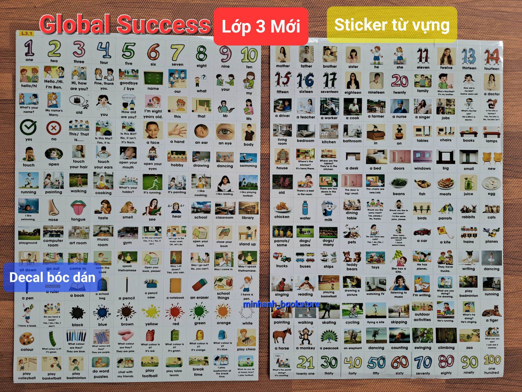 Sticker từ vựng tiếng anh lớp 3 Global