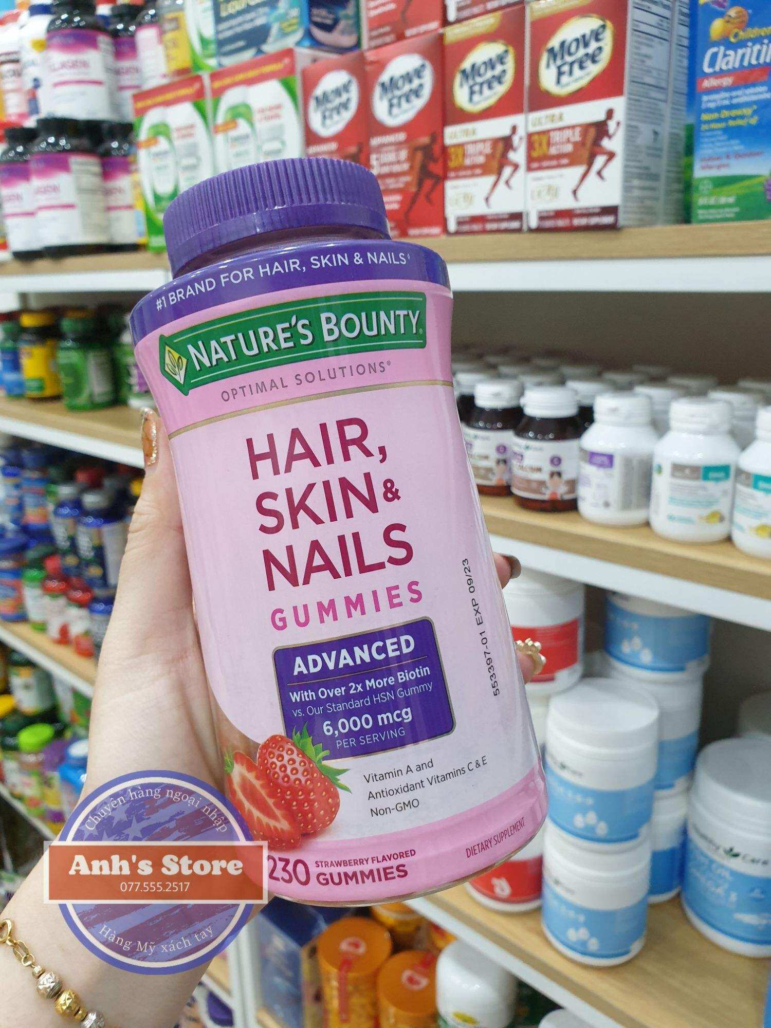 Kẹo Gum đẹp da tóc móng Hair Skin Nails Gummies 230 viên của Mỹ