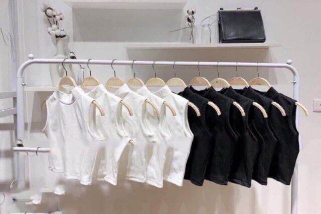 Áo Thun Cổ Cao 3cm Sát Nách Croptop