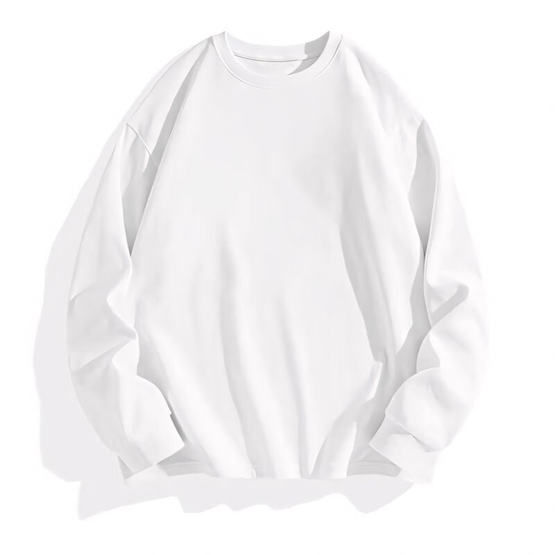Áo Thun Cotton Dài Tay Dày Dặn 300G Áo Thun Nam Nữ Dáng Rộng Màu Trơn Phong Cách Mỹ Thường Ngày