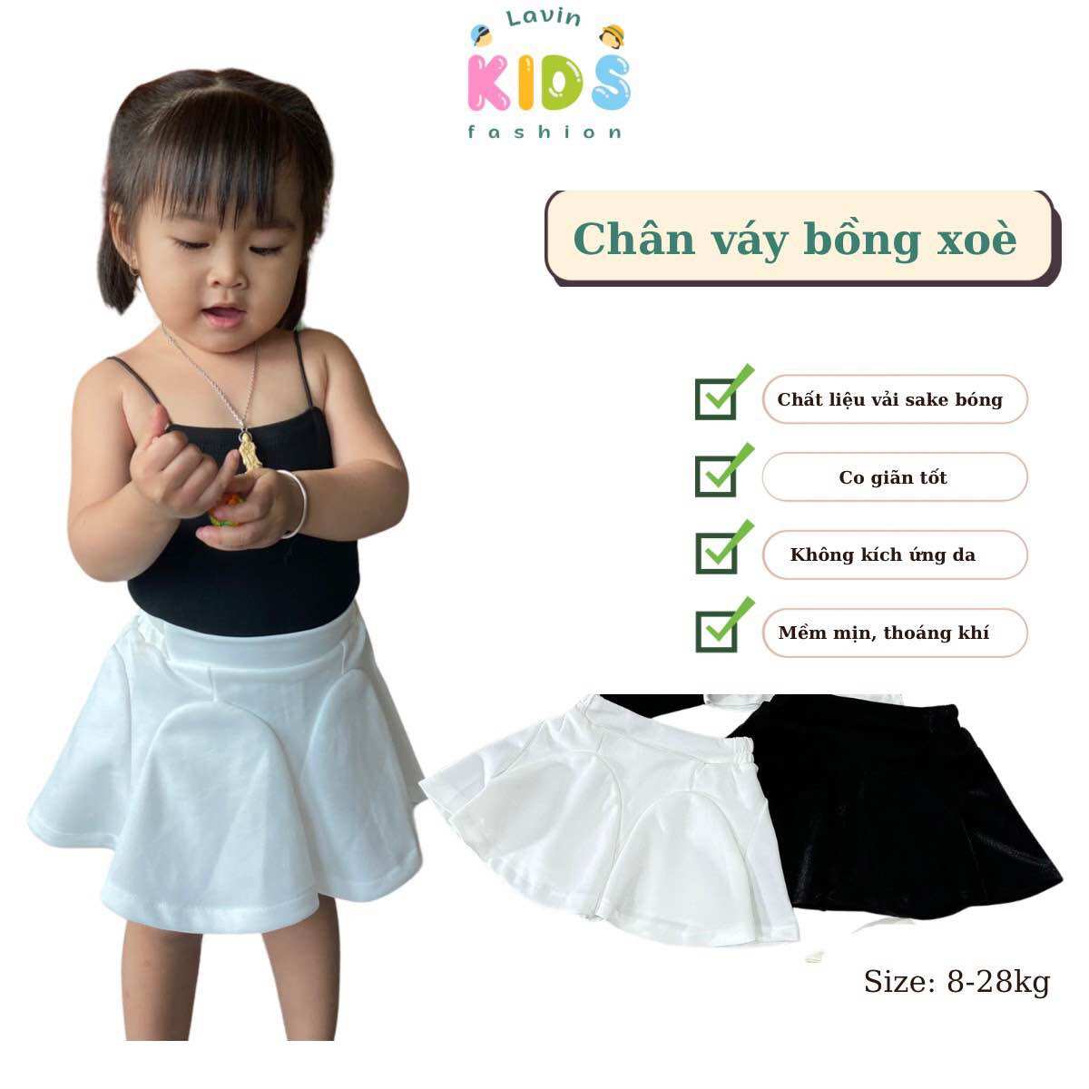 Chân váy dáng xoè lên form siêu xinh cho bé gái 8-28kg