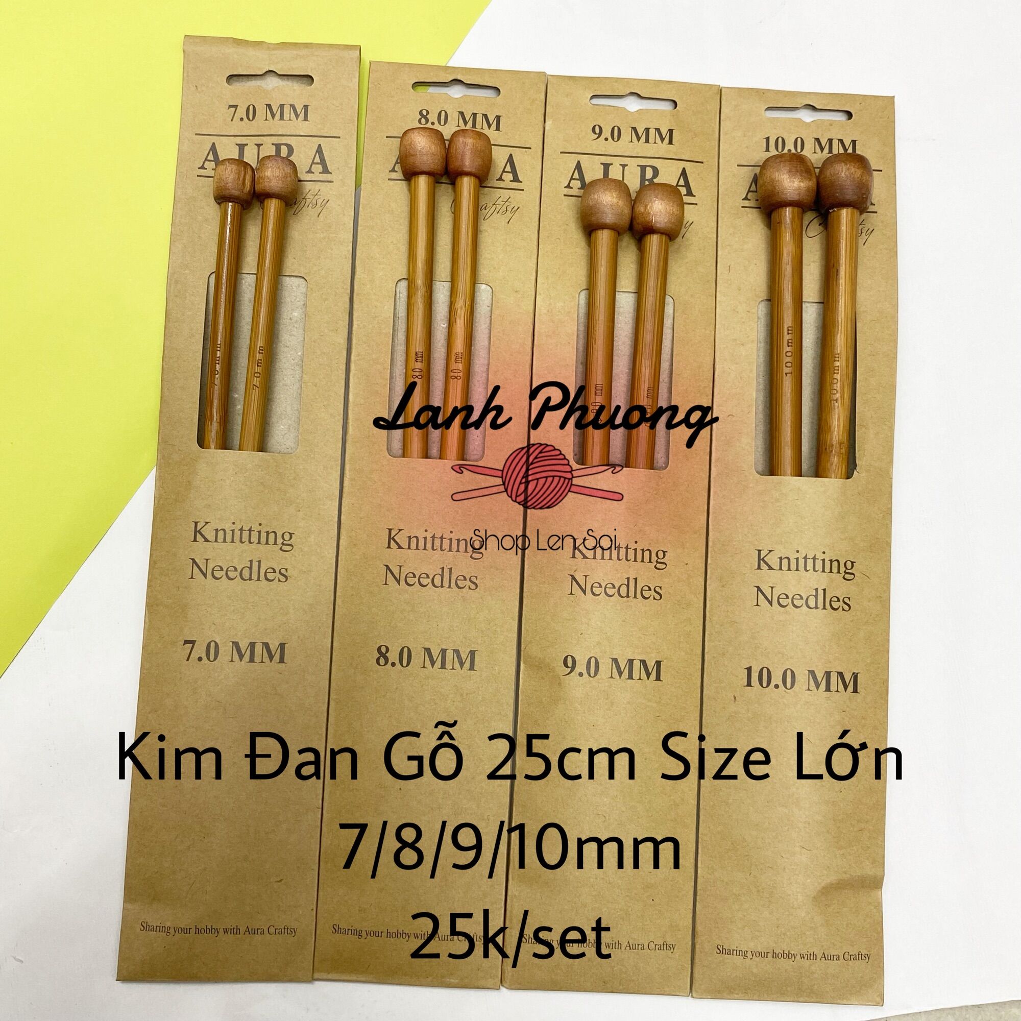 Kim Đan Gỗ Dài 25cm Size Lớn, Size Đan Len Nhung, Sợi Vải