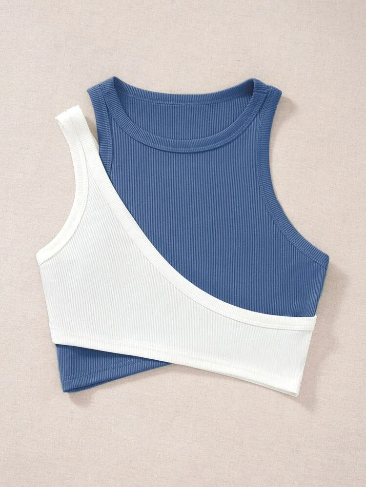 Áo croptop tà xéo mix Áo Trắng lệch vai