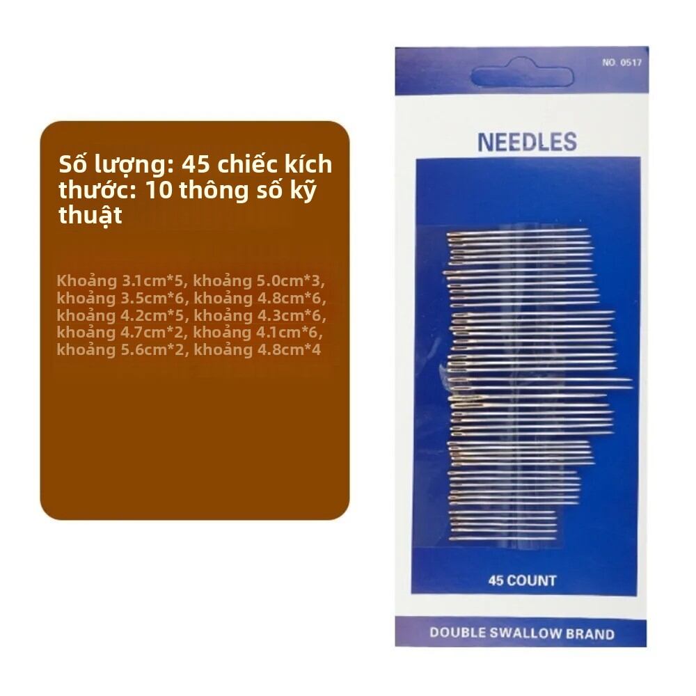 Bộ 45 Kim Khâu Nhiều Kích Cỡ Màu Vàng Chất Liệu Thép Không Gỉ Dùng Cho May Vá Thủ Công Làm Đồ Thủ Công Và Thêu Tại Nhà