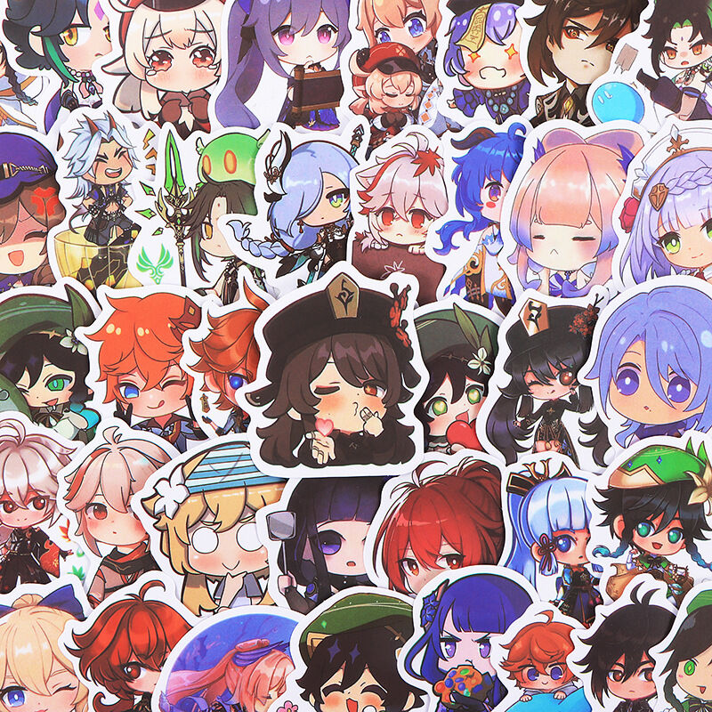 Set 50 miếng sticker hình dán chống nước genshin impact