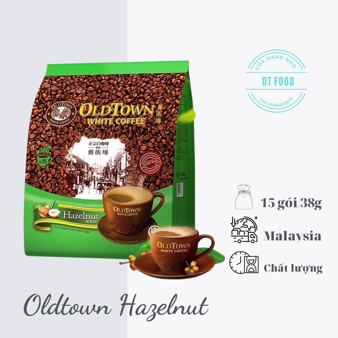 Cà phê Oldtown white Hazelnut Malaysia 15gói 38g