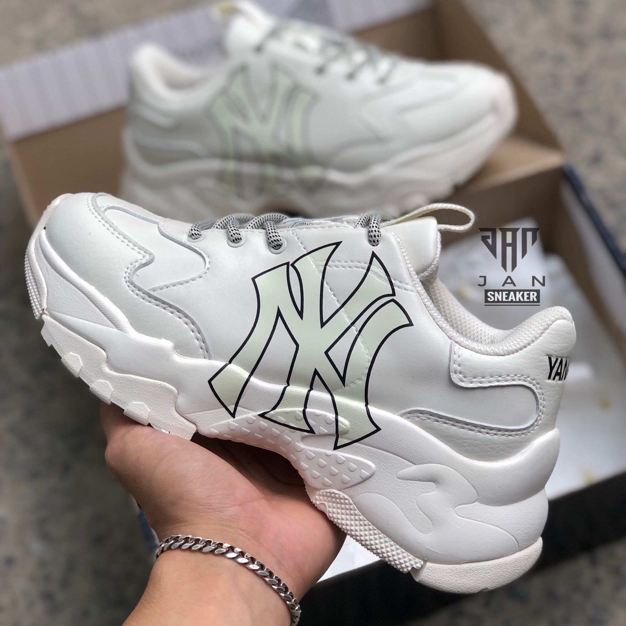 Giày MLB Bigball Chunky NY trắng Chính hãng