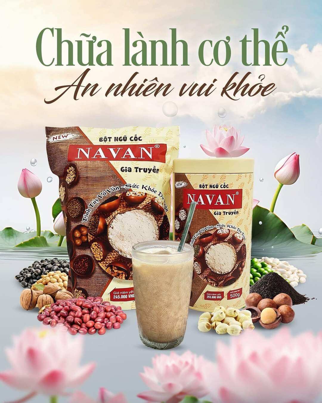 Bột Ngũ Cốc Gia Truyền Navan Túi 800g Cho Mẹ Bầu Bổ Sung Dinh Dưỡng