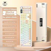 AULA F108pro | Bàn Phím Cơ Không Dây 3 Chế Độ RGB Gradient Có Thể Thay Thế và Cuộn Bên Dành Cho Game và Văn Phòng