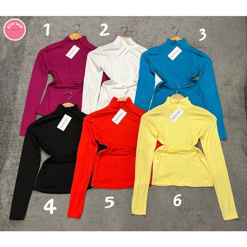 Combo 3 áo thun body tay dài cổ lọ thun lụa 40-55kg