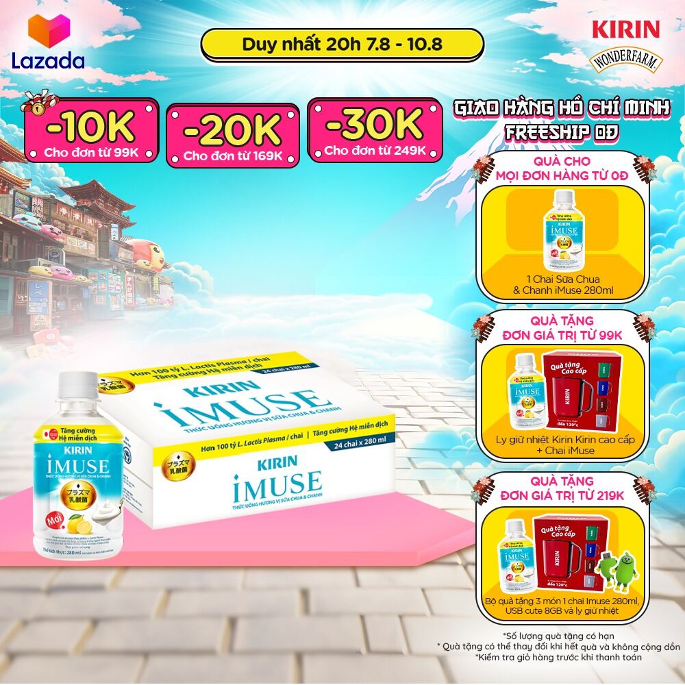 1 thùng - thức uống vị sữa chua & chanh kirin imuse 280ml
