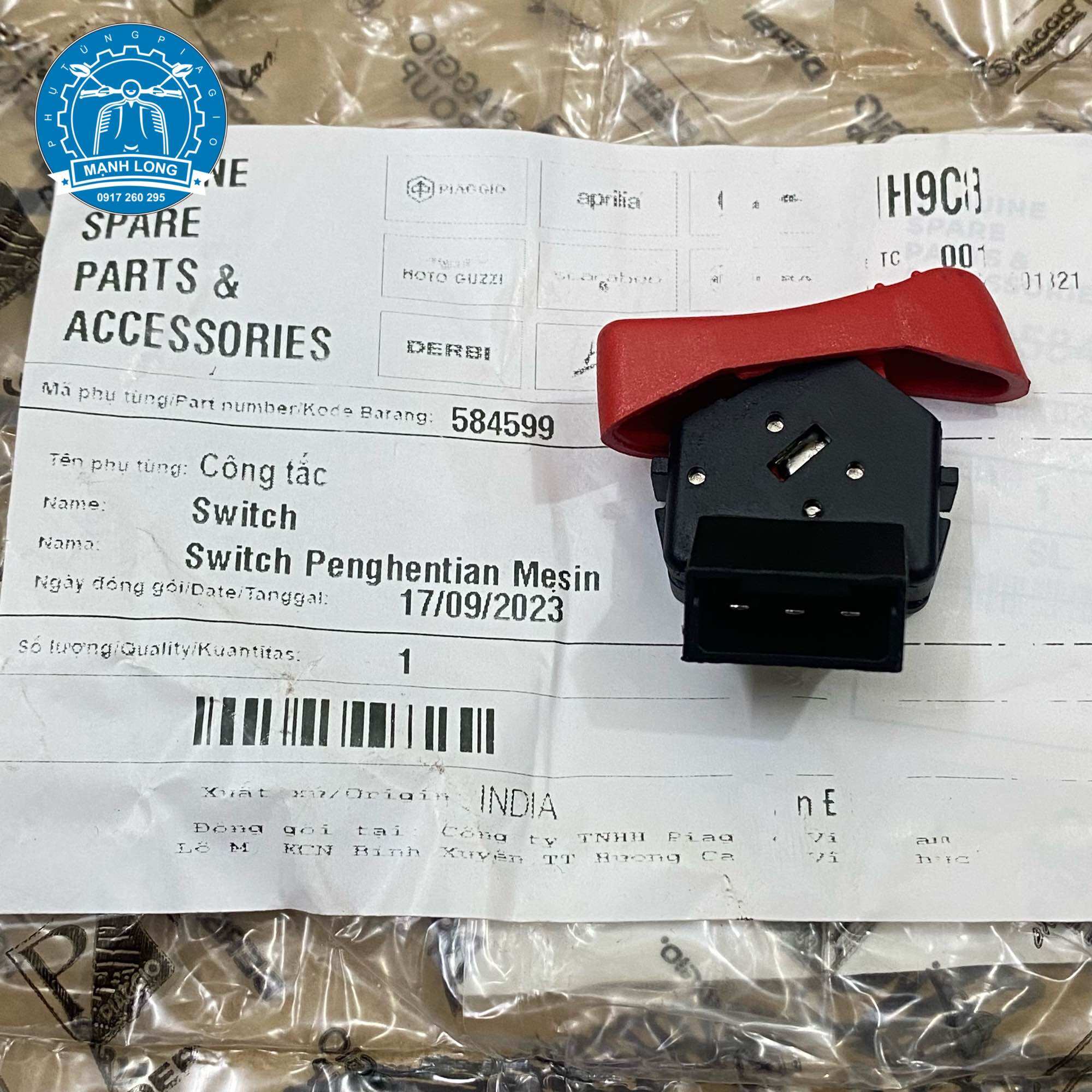 Công tắc stop, công tắc tắt máy Vespa GTS ( chính hãng )