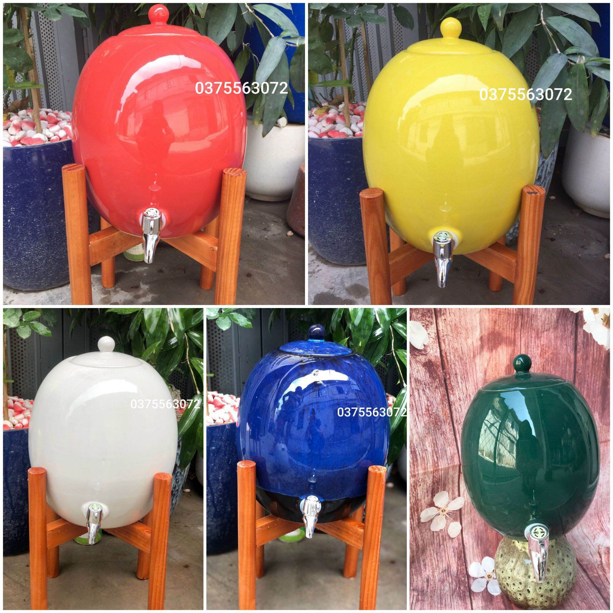 Bình đựng nước trơn dáng trứng size 3L, 5L . Chưa gồm chân gỗ